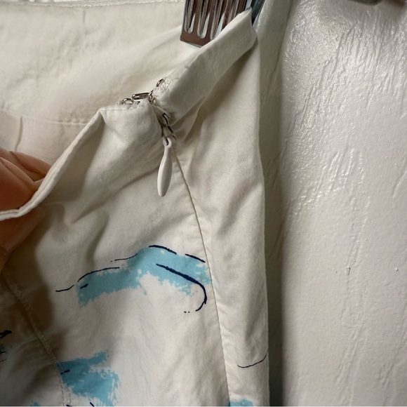 Talbots Blue and White Full Pleated Skirt with Image of Venice Italy Size 12 GUC - Picture 5 of 9